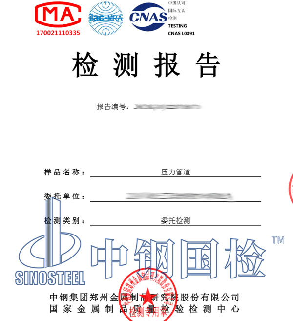 中鋼國檢壓力管道檢測報(bào)告