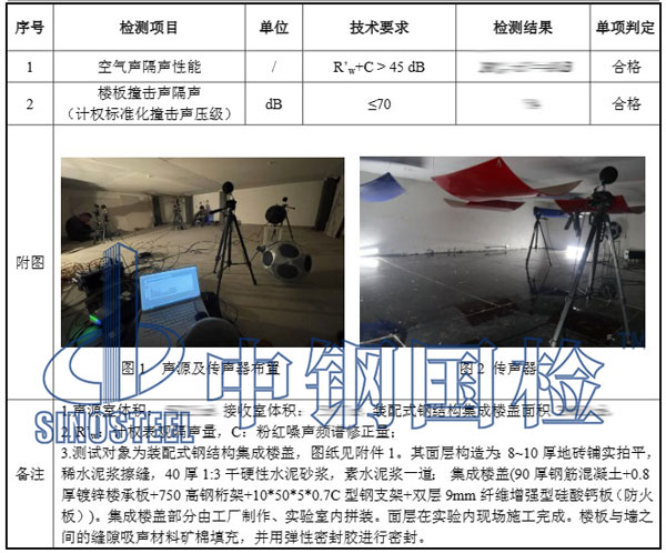 撞擊隔聲檢測項目結果