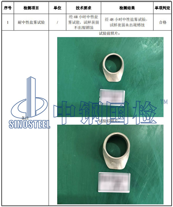 鋁合金鹽霧試驗檢測項目結(jié)果